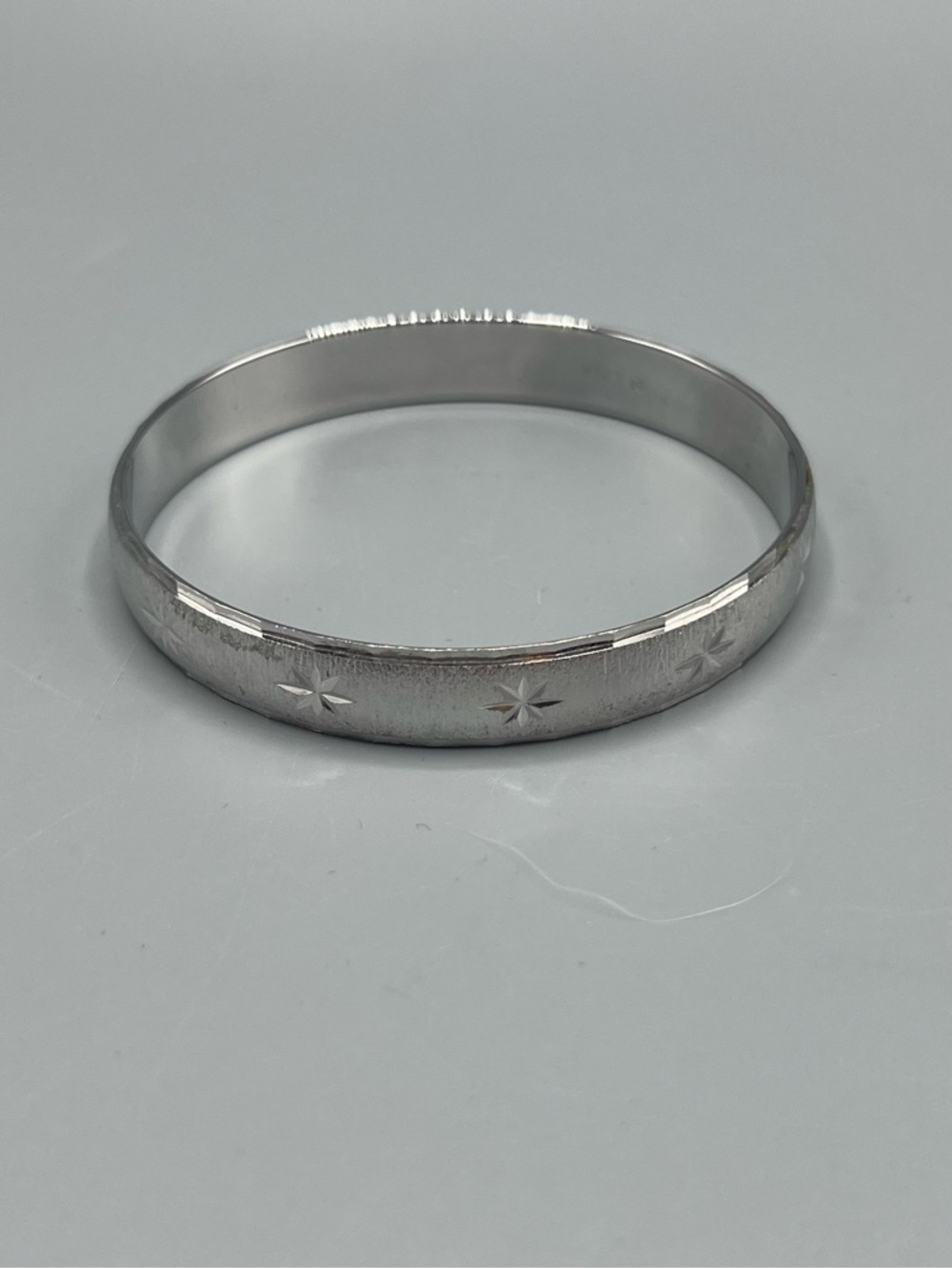Vintage Monet Silver-tone Brushed Textured Shiny Etched Stars Bracelet